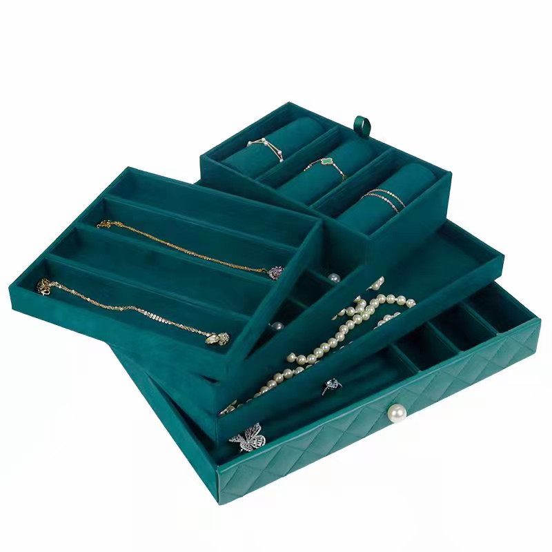 Big Capacity Jewelry Box with moveable Trays & Drawer